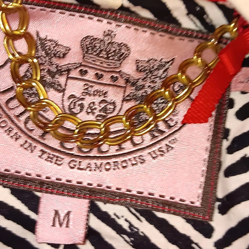 Juicy Couture Women's Red Button-Front Wool Blend Jacket Sz M Zebra Lining - Picture 6 of 8